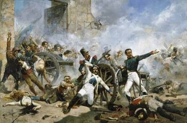 Joaquín Sorollan dramaattinen historiamaalaus Madridin kapinasta 1808. Savuisessa ja kiihkeässä taistelukohtauksessa espanjalaiset sotilaat ja siviilit puolustautuvat tykkien takana ranskalaismiehittäjiä vastaan. Keskellä kapteenit Daoíz ja Velarde johtavat puolustusta miekat kädessä.