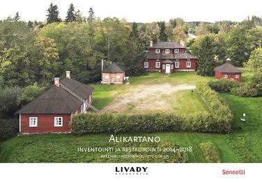 Frugårdin kartanon tila-alue, jossa päärakennus ja aitat sekä palvelusväen talo.